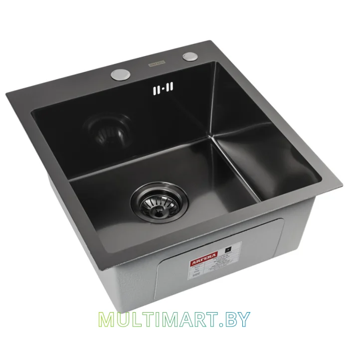 Кухонная мойка ARFEKA ECO AR 450x500 BLACK PVD NANO DECOR MILLET GRAINS